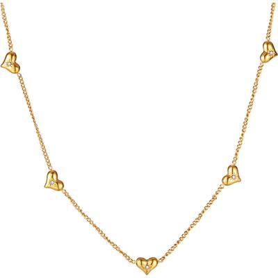 Herzkette FIRETTI "Schmuck Geschenk Edelstahl Halsschmuck Halskette Ankerkette Herz", gold (gelbgoldfarben, kristallweiß), Halsketten, Damen, Edelstahl, L: 44, Herzkette, mit Zirkonia (synth.)