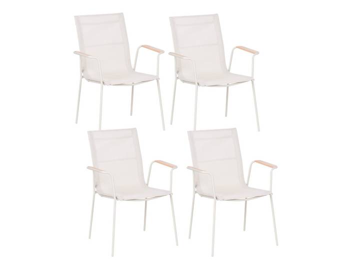 GARTENSTUHL 4er-Set Metall Hellbeige Caravino