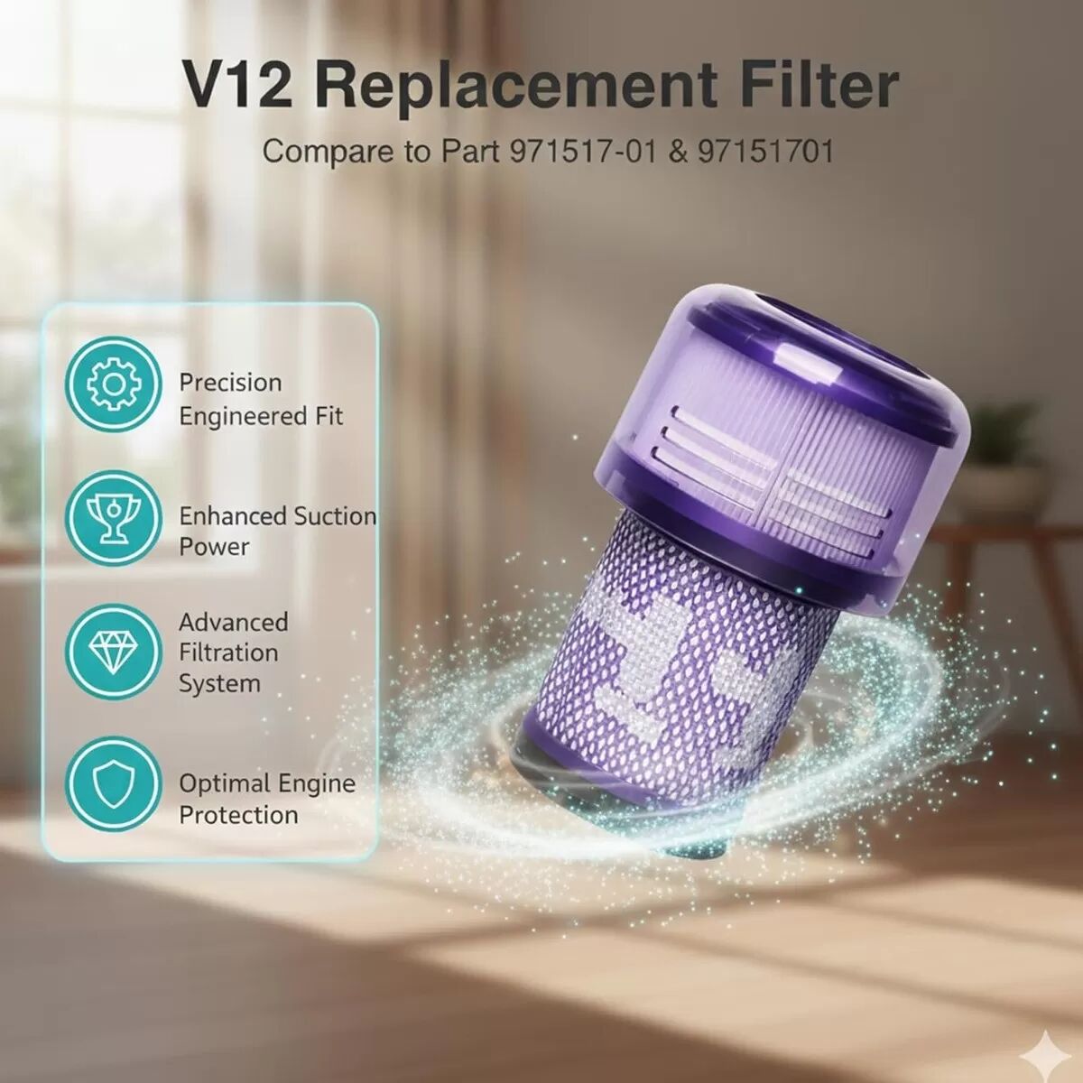 INF Ersatzfilter-Set kompatibel mit Dyson V12 Staubsauger - 2er Pack