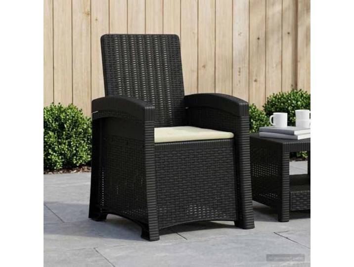 PHGTYUK Liegesessel Garten Rattan-Optik Anthrazit Creme PP 3-fach verstellbare Rückenlehne, Wetterbeständig, Stabil, Für Terrasse Balkon