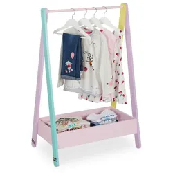 Relaxdays Kleiderständer für Kinder Gelb,Rosa,Türkis