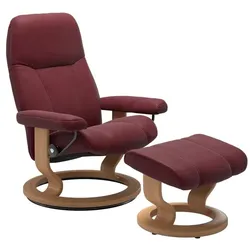 Stressless Sessel mit Hocker Consul Classic Leder Rot Batick Bordeaux S (Small)