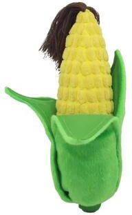 Inspire Curations Fruit & Veggie Squeaky Plush Dog Toy (Unstuffed, Crinkle + Sound) For Interactive Play corn