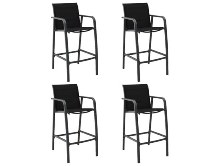 GHVBNMF Garten Barstühle 4er Set Schwarz aus Stahl & Textilene Wetterfeste Bistro Hocker mit hoher Rückenlehne für Balkon und Terrasse. Bequem, leicht und bis 110 kg belastbar.
