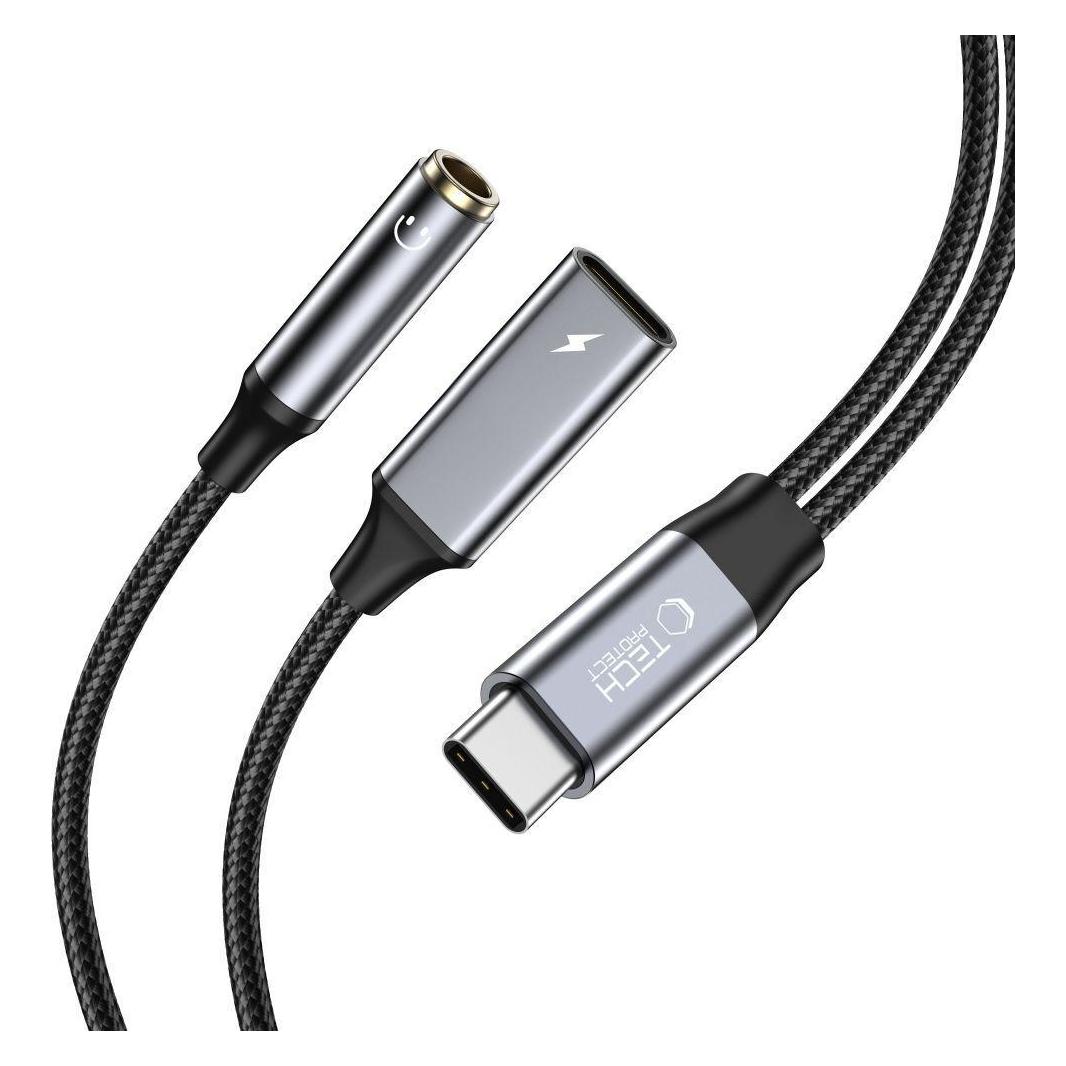 Tech-Protect UltraBoost USB-C (male) PD 60W 6A / mini jack 3.5mm (female) - USB-C (female) cable (Klinkenadapter) (24335-0)