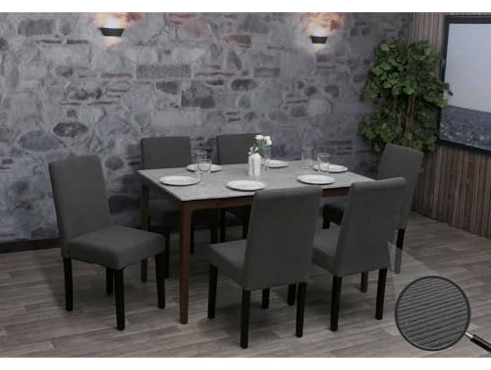Mendler 6er-Set Esszimmerstuhl Littau - dunkelgrau, dunkle Beine