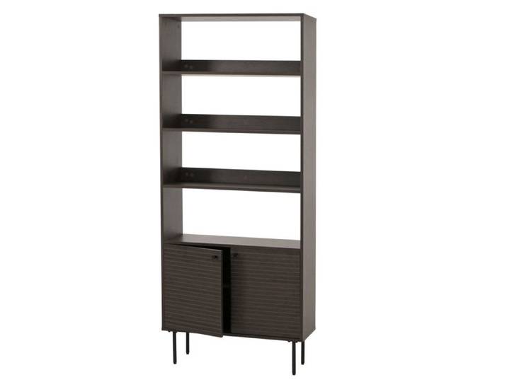 Bibliothéque HWC-N78 bibliothéque haute style scandinave métal bois mélamine MVG 200x80x