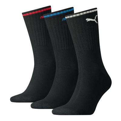 Socken PUMA "PUMA UNISEX STRIPED CREW SOCK 6P", Damen, Gr. 35-38, schwarz, Baumwollmischung, normal, Socken Socken, Komfort-Bund, Frottee-Polsterung, flache Zehennaht