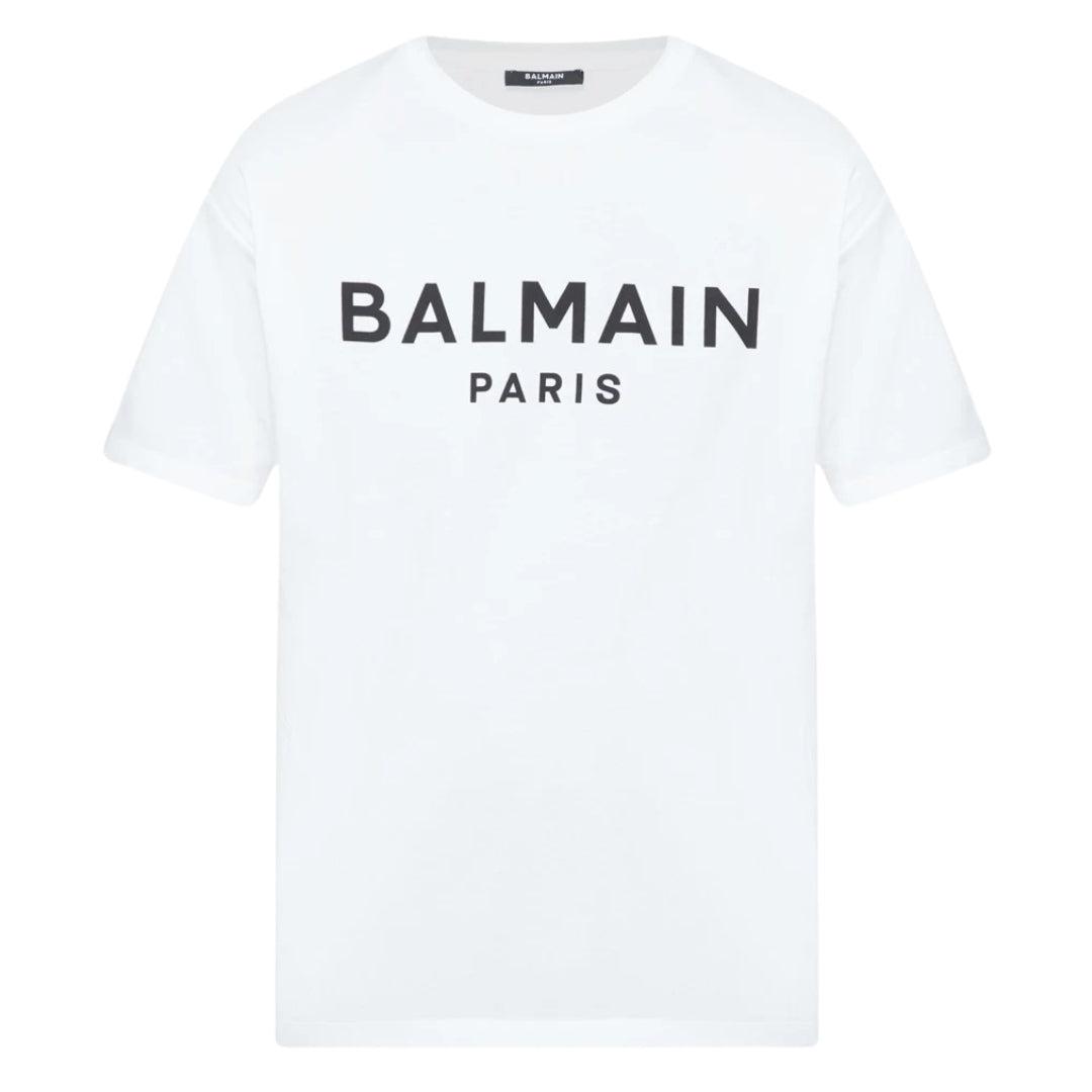 Balmain Paris Bold Brand Logo Wit T-shirt