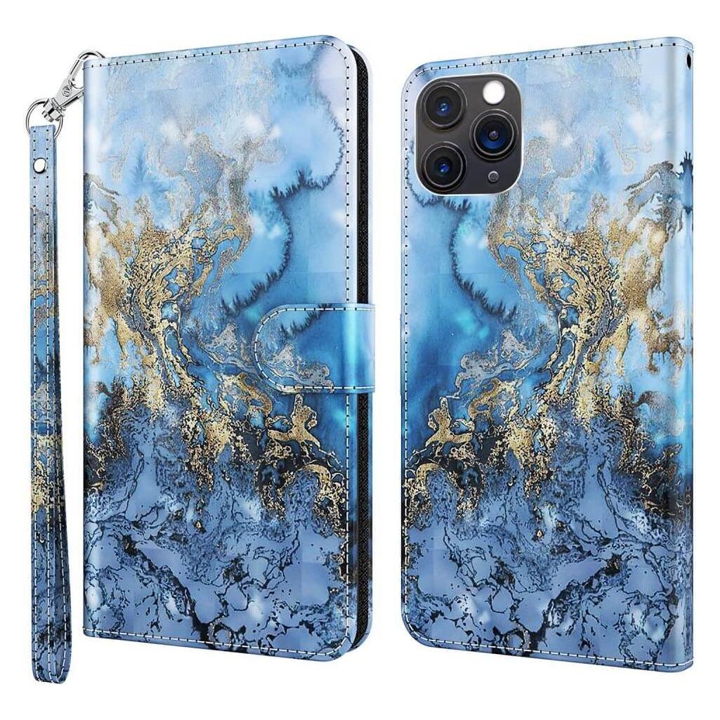 Cover-Discount iPhone 15 Plus - Etui Glitzer Effekt Marble blue (Apple iPhone 15 Plus) (660155098D)