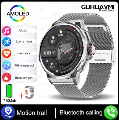 Inspire Curations Ultra AMOLED GPS Smartwatch With Bluetooth Call & 710mAh Long Battery silver mesh belt