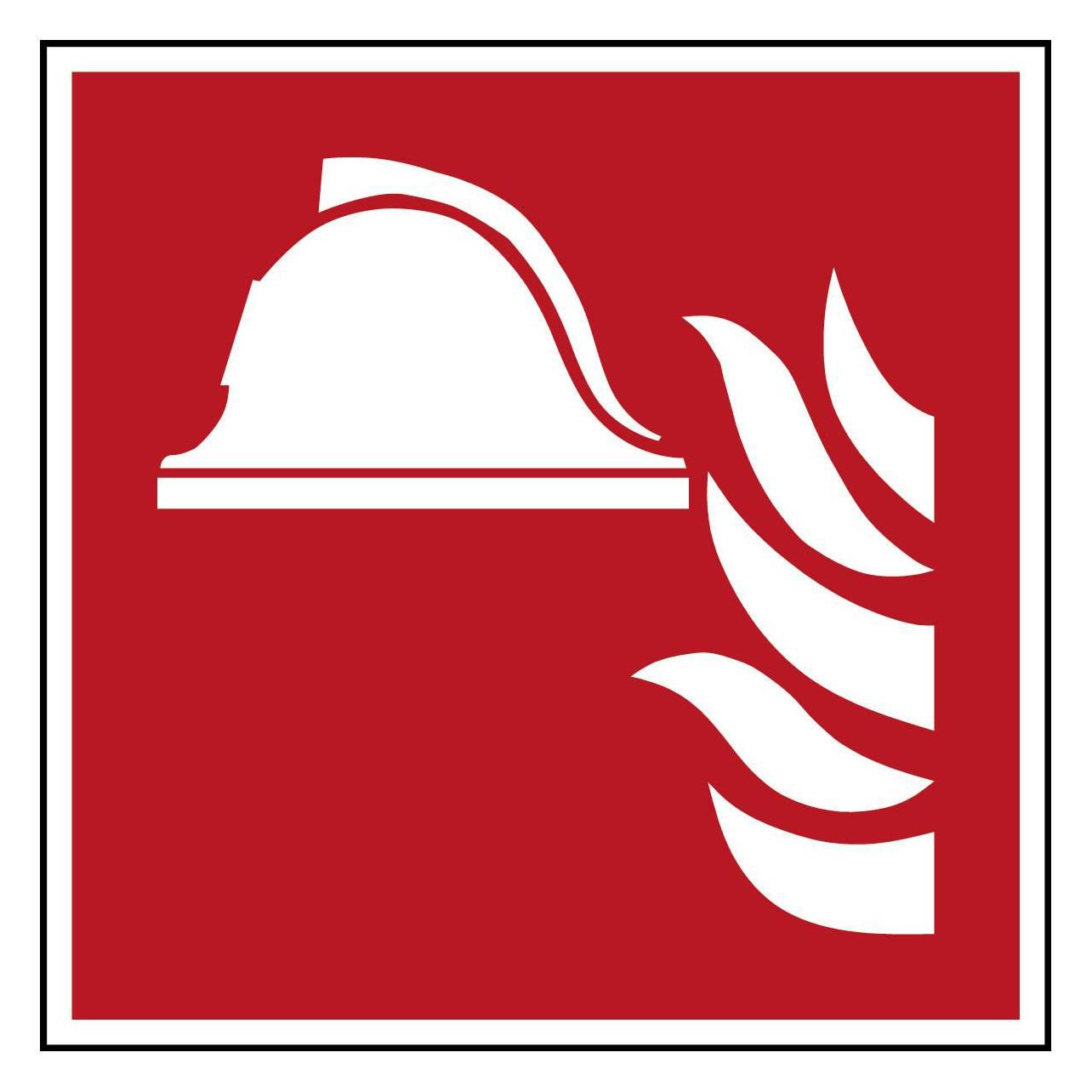Brady ISO-Sicherheitsschild - Mittel und Geräte zur Brandbekämpfung (PIC F004-100X100-PE-CRD/1)