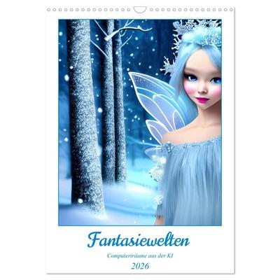 Fantasiewelten - Computerträume aus der KI (Wandkalender 2026 DIN A3 hoch), CALVENDO Monatskalender