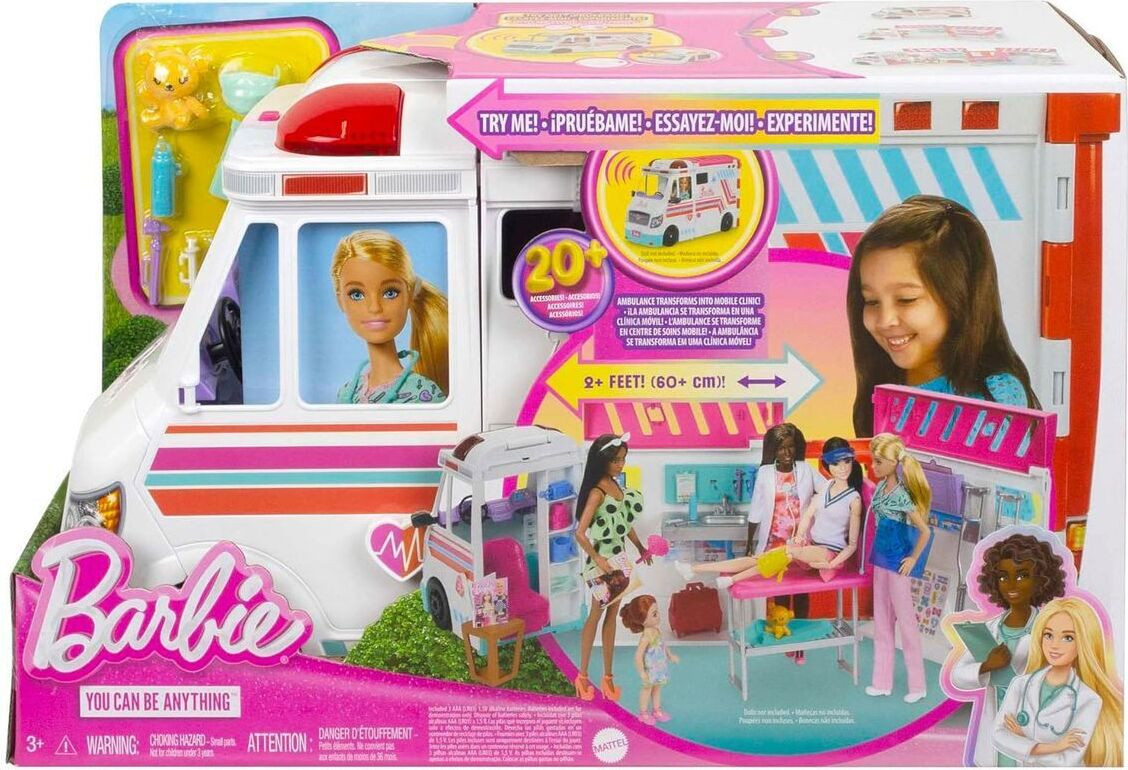 Mattel Barbie 2-in-1 Ambulance Speelset met licht en geluid
