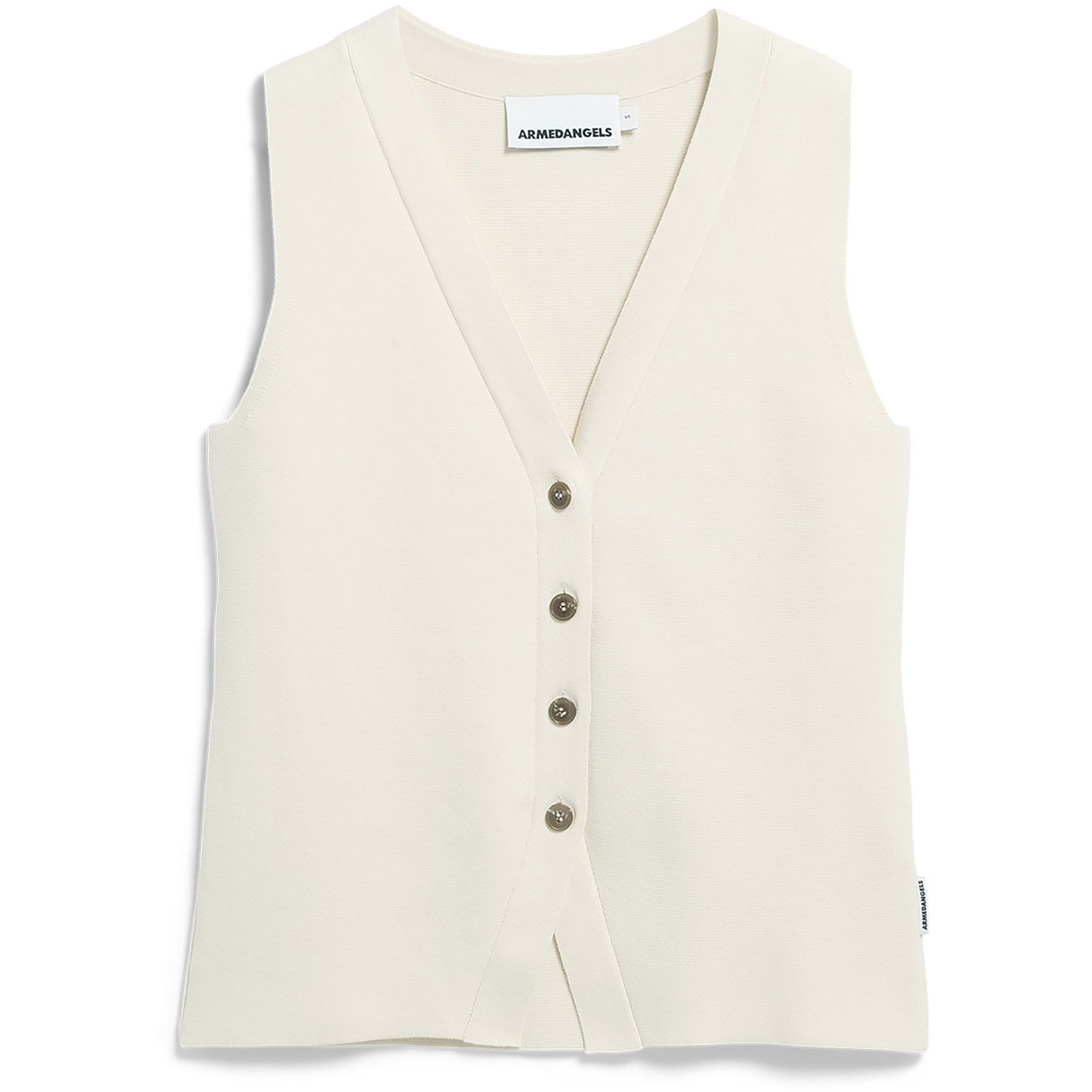 Armedangels Compact Buttoned Knit Weste Damen Wollwesten weiss Größe L Lifestyle Hautfreundlich