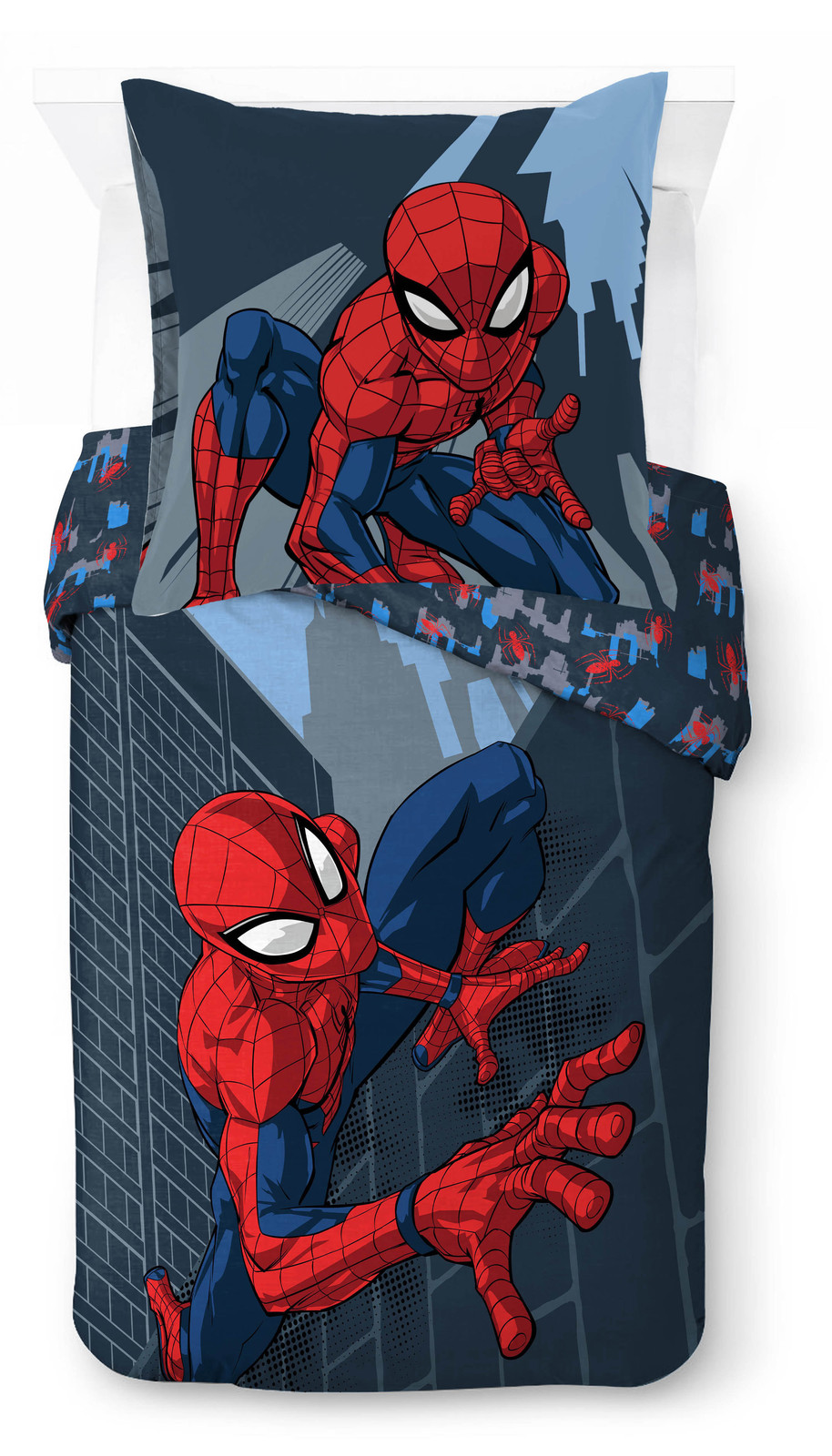 Jay Franco Marvel Spider-Man kinderslaapset City Streets design, 135 x 200 cm met kussensloop 80 x 80 cm
