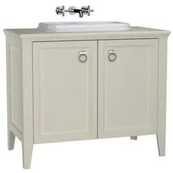 VitrA Valarte Einbauwaschtisch-Möbel-Set 62173 98 x 52 x 87,5 cm, 2 Türen, Korpus elfenbein matt/Waschtisch weiß hochglanz