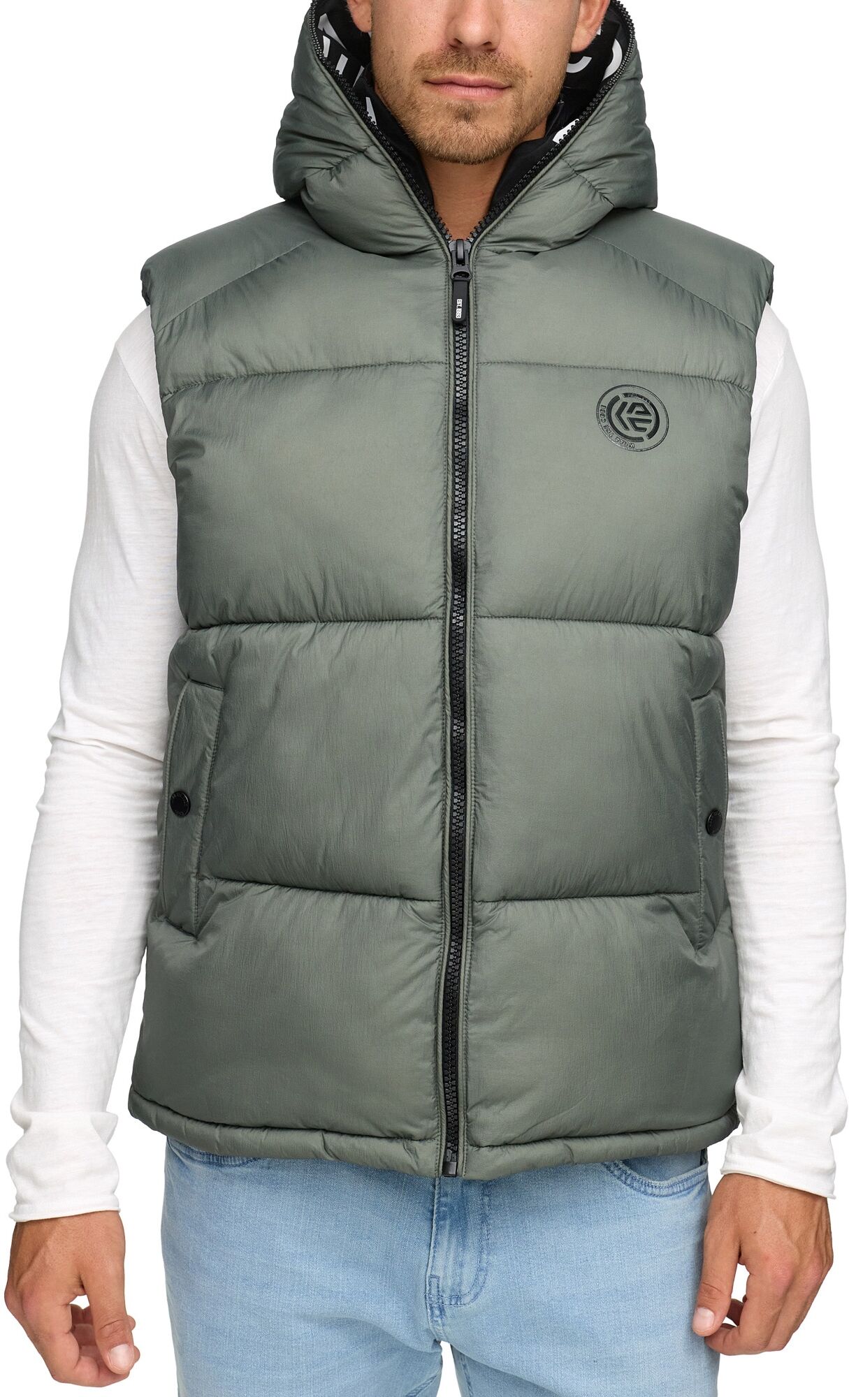 Steppweste INDICODE "INLaurits", Herren, Gr. XL, grün (castor gray), Web, Obermaterial: 100% Polyester, unifarben, regular fit, Westen Steppweste castor gray XL