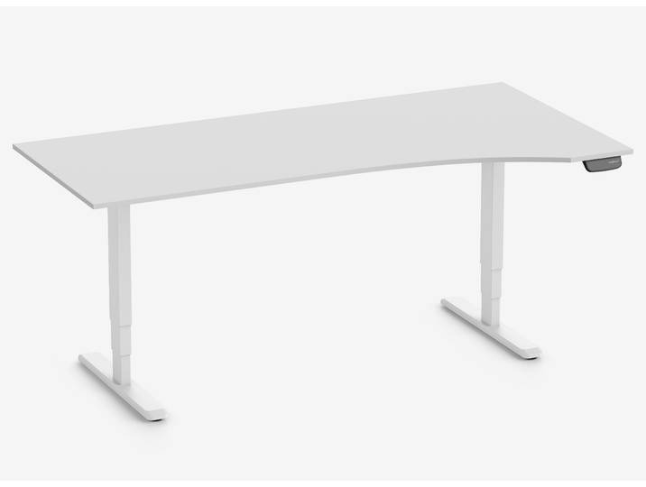 PRIMUS Freiformschreibtisch, Gestell Weiß 2000 x 800/1000 x 25 mm Lichtgrau, Ausführung Rechts