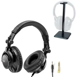 Hercules HDP DJ60 DJ Kopfhörer mit Tisch-Stativ (Kabelgebunden), Kopfhörer, Schwarz