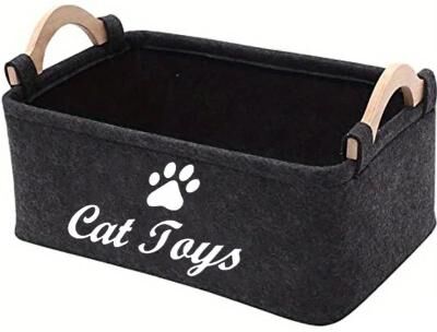 Uplift Treasures Stylish Felt Pet Toy Storage Basket black (1 Pc)