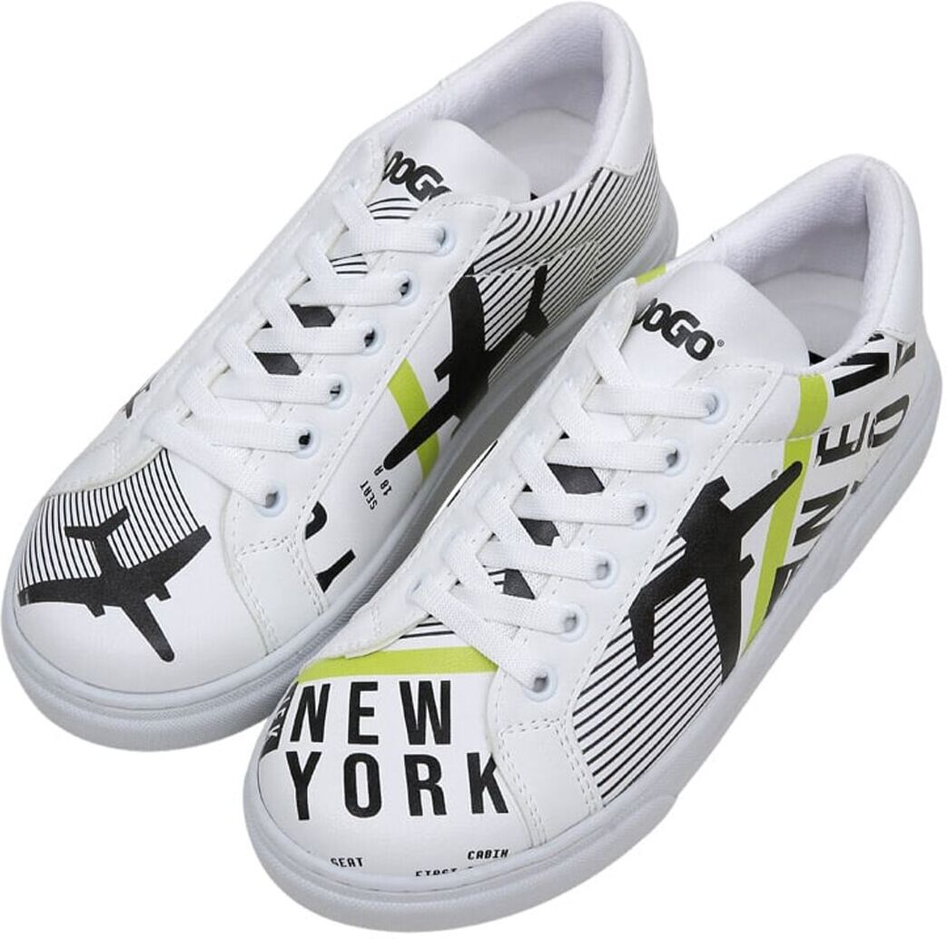 Sneaker DOGO "Ace Low-Top Sneaker New York Ticket Damen Sneaker", Damen, Gr. 38, Normalschaft, weiß, Lederimitat, Schuhe Sneaker, Handgefertigt
