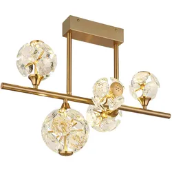 LED Deckenleuchte Deckenlampe Wohnzimmerleuchte Kristalle goldfarben L 61 cm