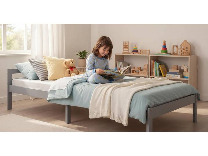 Homestyle4u Palettenbett 90x200 mit Lattenrost Jugendbett Tagesbett Einzelbett Bettgestell (Set, mit Lattenrost), Kiefer