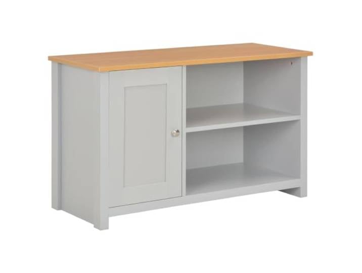 Roanoer TV-Schrank Grau 95x39x58 cm Lowboard mit Tür & Fächern Kompakter Fernsehschrank aus Holzwerkstoff für Wohnzimmer und Schlafzimmer mit geschlossener Tür sowie Kabeldurchführung.