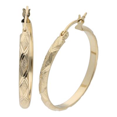 Paar Creolen SMART JEWEL "Creolen diamantiert, Silber 925", gold (vergoldet), Ohrringe, Damen, Silber 925 (Sterlingsilber)