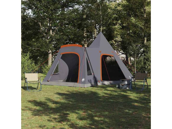 vidaXL Teepee Zelt für 5 Personen 5 Personen Grau und Orange
