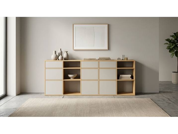 Breites Sideboard - Als Kommode o. Wohnschrank mit vielen Optionen Buche Natur geölt