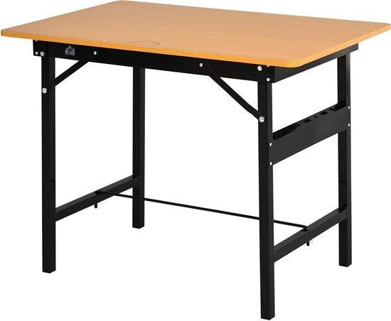 HOMCOM Inklapbare Werkbank met Liniaal - Geel - B: 100 cm, D: 60 cm