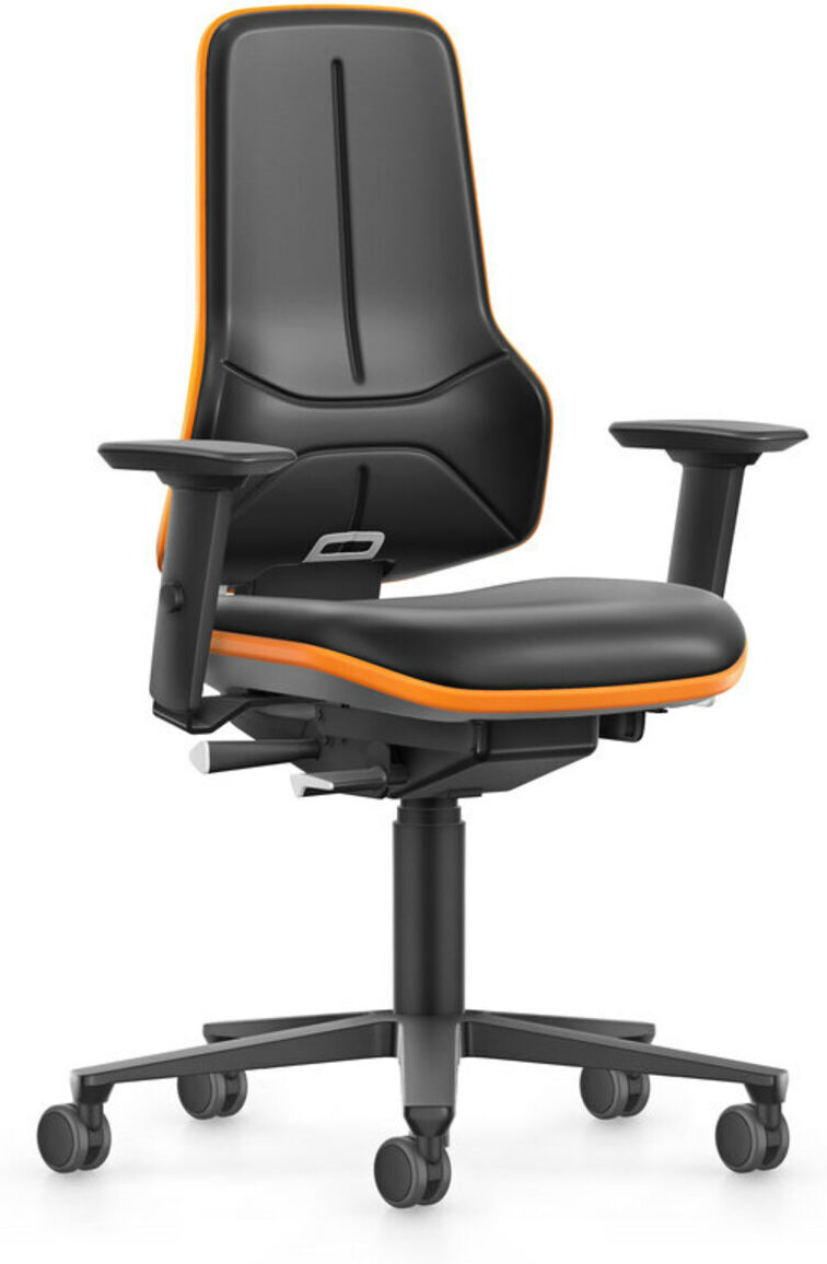 bimos Arbeitsstuhl XXL orange mit Rollen Kunstleder mit Armlehnen (9575-MG01-3279-703)