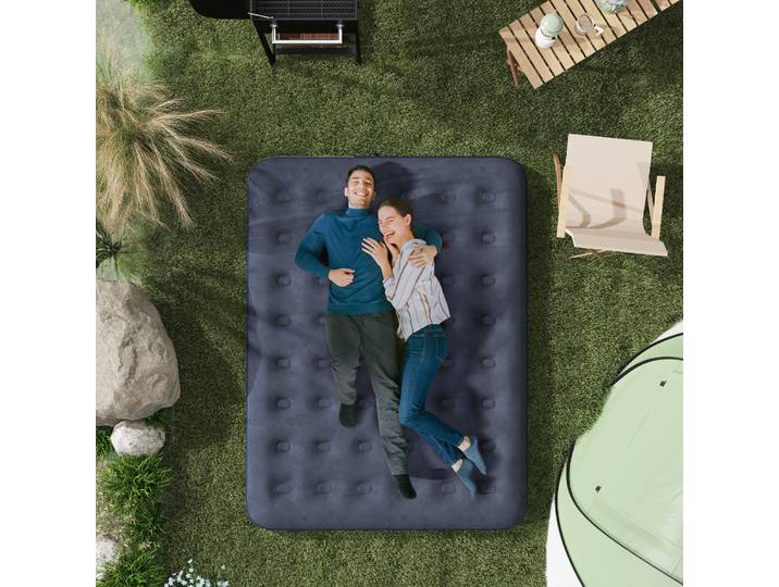 Outsunny Matelas Gonflable 2P Pompe Intégrée Bleu