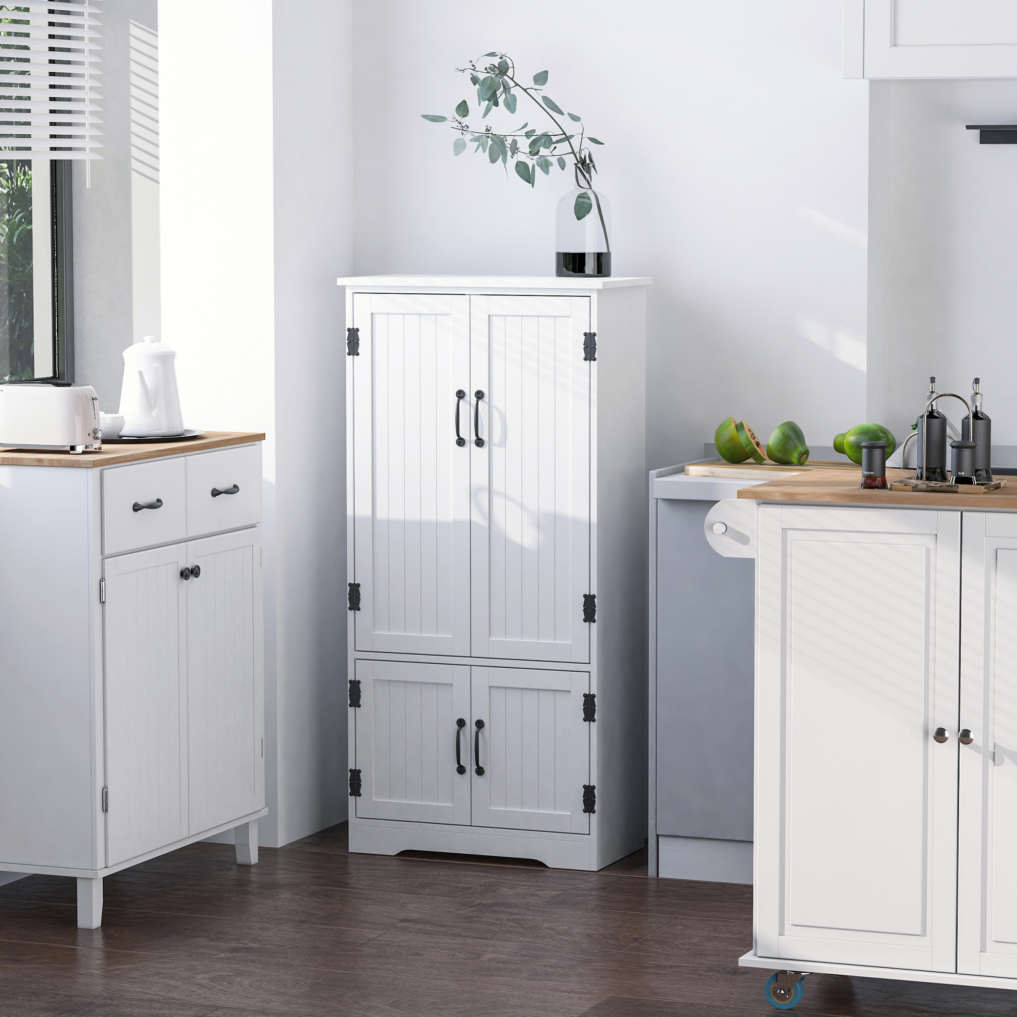 Homcom Buffet da cucina credenza da cucina contemporanea multispazio 2 armadietti 3 ripiani MDF pannelli particelle bianco   Aosom Italy