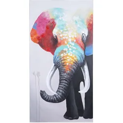 ÖLGEMÄLDE ELEFANT HANDGEMALT Mehrfarbig