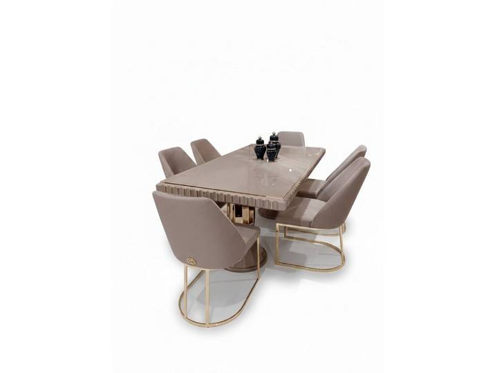 JVmoebel Stuhl Ergonomische mit goldener Metallbasis Sofort (6 St)