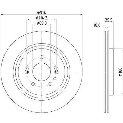 Hella 1x Bremsscheibe [Hersteller-Nr. 8DD355135-221] für Hyundai