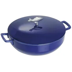 Staub 40510-326-0 Fisch Cocotte 28 cm Gusseisen Induktionsgeeignet Dunkelblau, Pfanne + Kochtopf, Blau