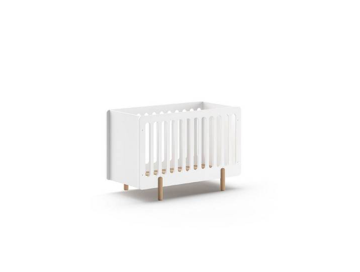 58 aufm Kessel Kinderbett Babybett Karylin 130x64x87 Gitterbett Wiege Bettchen MDF Weiß (inkl. Versand, Lieferung bis Verwendungsstelle), Liegefläche 60 x 120, 3fach höhenverstellbarer Lattenrost, Retro-Optik
