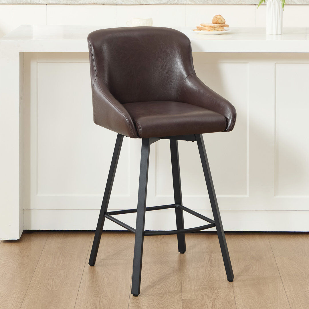 Corrigan Studio Swivel Bar Stool Dark Brown 100cm H X 52cm W X 55cm D