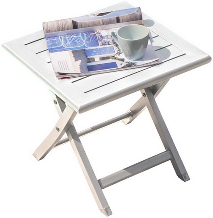 City Garden Table basse de jardin pliante MARIUS en aluminium Blanc