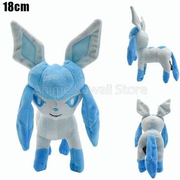 Lush Living Finds Pokemon Plush Toy, Mimikyu Eevee Umbreon Flareon Jolteon Vaporeon Glaceon Sylveon Espeon Evolution Stuffed Peluche Doll e Stand Glaceon
