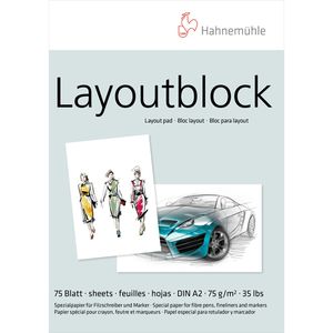 Hahnemühle Skizzenblock 10625080 Layoutblock, A2, 75 g/m², weiß, geleimt, 75 Blatt