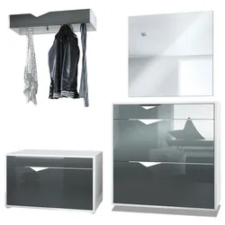 GARDEROBE Kolmio Fronten in Grau Hochglanz