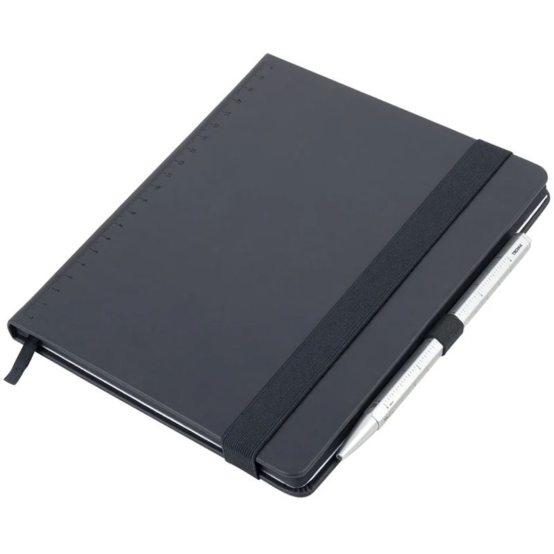 TROIKA Notizblock BLACK SLIMPAD A5 silberner Stift