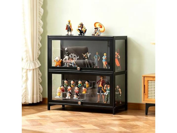 Vertikale Vitrine, Ausstellungskasten, Sammlungsregal, Aufbewahrung 5 Unabhängige Ebenen Mit Klapptüren, Glatte Oberfläche, Zum Schutz Von Charakterfiguren, Sammelspielzeuge, Wohnzimmer&Studio