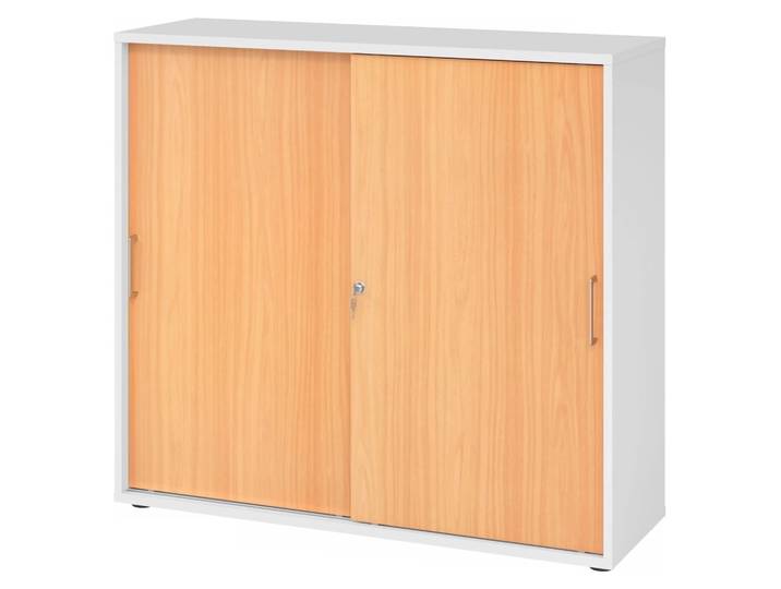 BETA S 1753S Schiebetürenschrank 3 OH Metallgriff Weiß/Buche