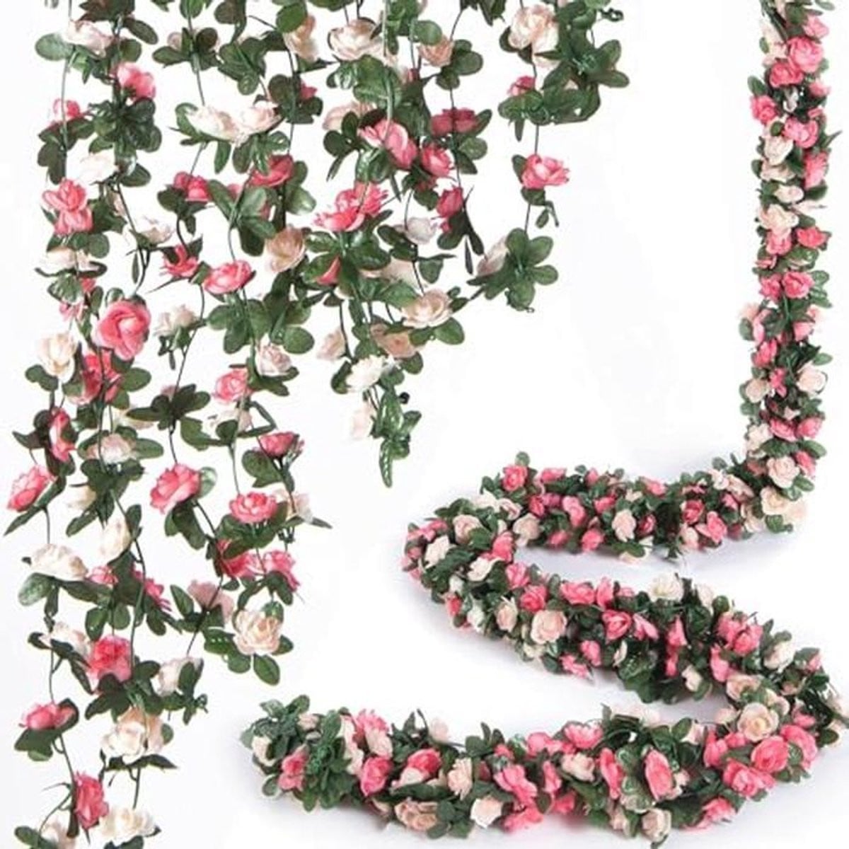 Set van 4 kunstzijden rozen slingers voor bruiloft en feest decoratie